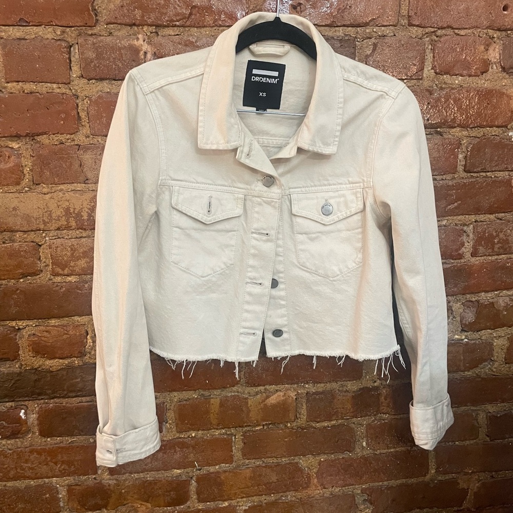 Dr. Denim Cream Denim Jacket Cropped